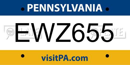 EWZ655 Pennsylvania License Plate