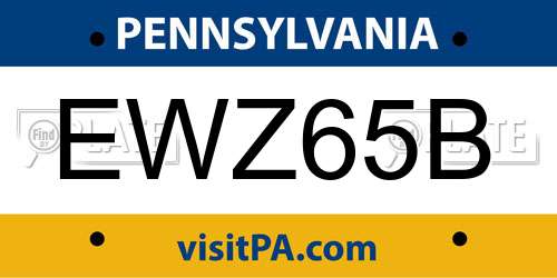 EWZ65B Pennsylvania License Plate