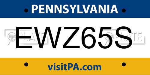 EWZ65S Pennsylvania License Plate