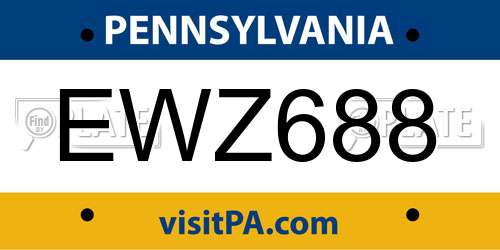 EWZ688 Pennsylvania License Plate