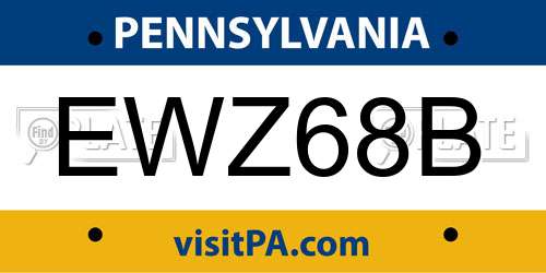 EWZ68B Pennsylvania License Plate