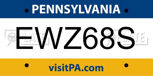 EWZ68S Pennsylvania License Plate