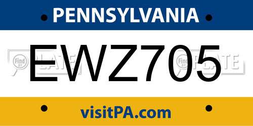 EWZ705 Pennsylvania License Plate