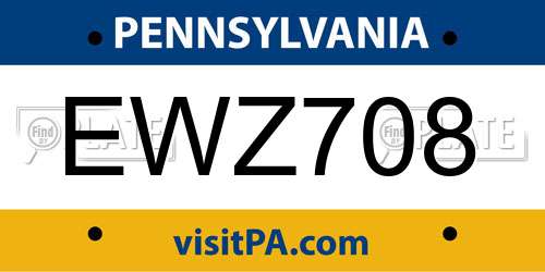 EWZ708 Pennsylvania License Plate