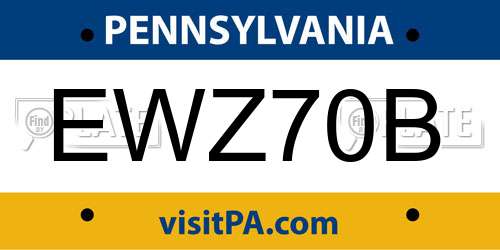 EWZ70B Pennsylvania License Plate