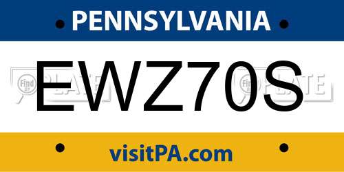 EWZ70S Pennsylvania License Plate