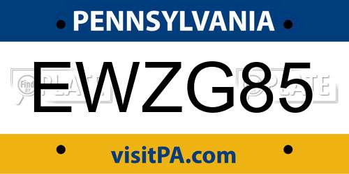 EWZG85 Pennsylvania License Plate