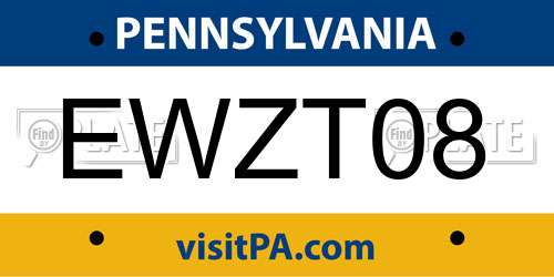 EWZT08 Pennsylvania License Plate