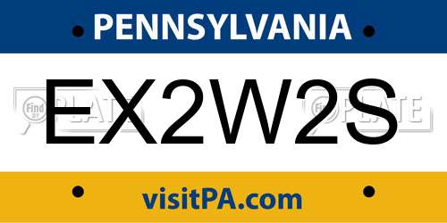 EX2W2S Pennsylvania License Plate
