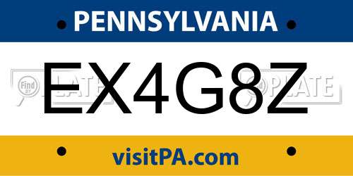 EX4G8Z Pennsylvania License Plate