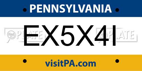 EX5X4I Pennsylvania License Plate