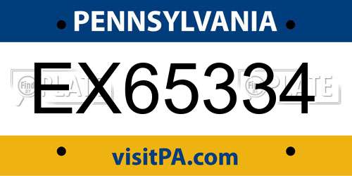 EX65334 Pennsylvania License Plate