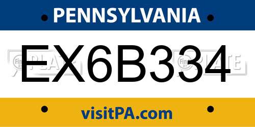 EX6B334 Pennsylvania License Plate