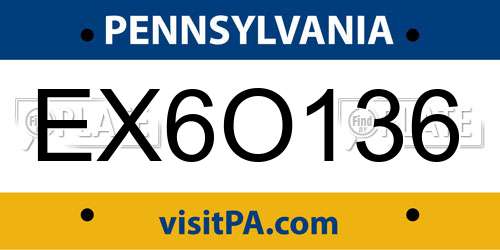 EX6O136 Pennsylvania License Plate