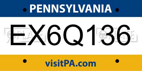 EX6Q136 Pennsylvania License Plate