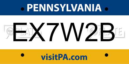 EX7W2B Pennsylvania License Plate