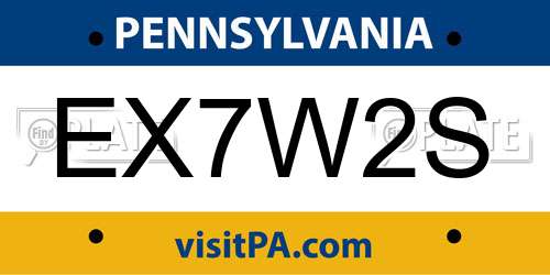 EX7W2S Pennsylvania License Plate