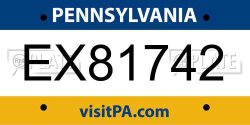 EX81742 Pennsylvania License Plate