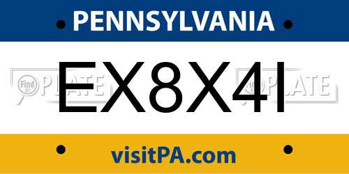 EX8X4I Pennsylvania License Plate