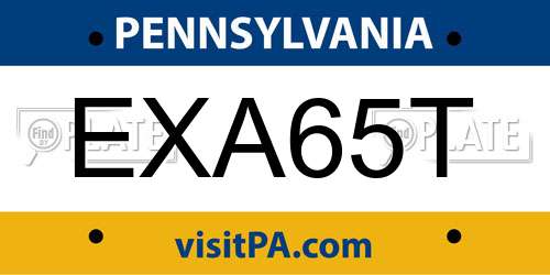 EXA65T Pennsylvania License Plate