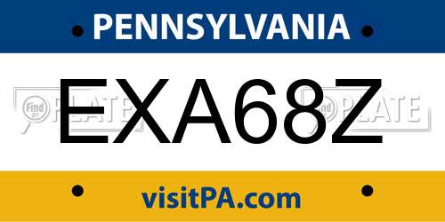 EXA68Z Pennsylvania License Plate