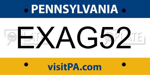 EXAG52 Pennsylvania License Plate