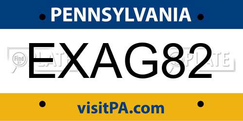 EXAG82 Pennsylvania License Plate