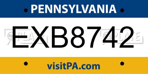 EXB8742 Pennsylvania License Plate