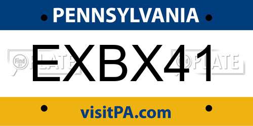 EXBX41 Pennsylvania License Plate