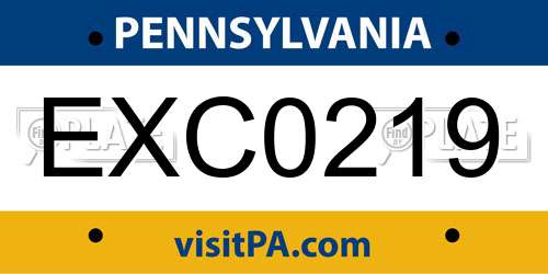 EXC0219 Pennsylvania License Plate