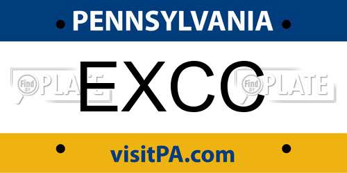 EXCC Pennsylvania License Plate