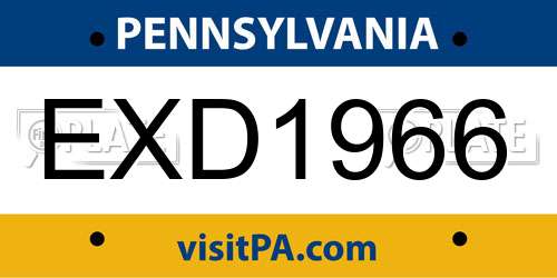 EXD1966 Pennsylvania License Plate