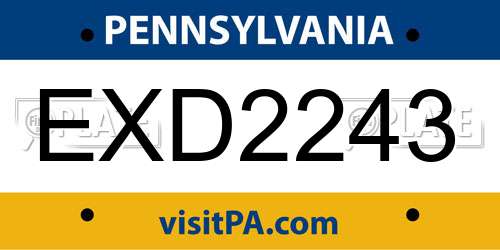 EXD2243 Pennsylvania License Plate