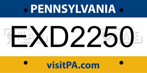 EXD2250 Pennsylvania License Plate