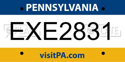 EXE2831 Pennsylvania License Plate