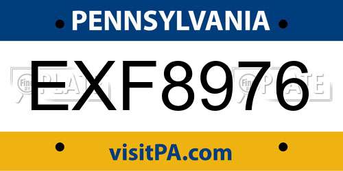 EXF8976 Pennsylvania License Plate