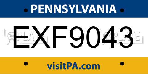 EXF9043 Pennsylvania License Plate