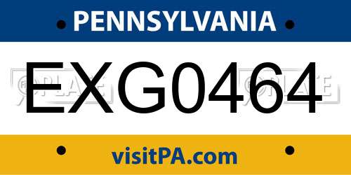 EXG0464 Pennsylvania License Plate