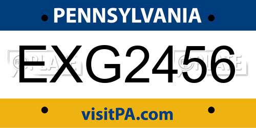 EXG2456 Pennsylvania License Plate