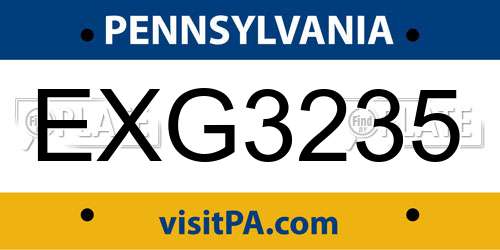 EXG3235 Pennsylvania License Plate