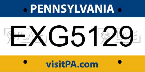 EXG5129 Pennsylvania License Plate