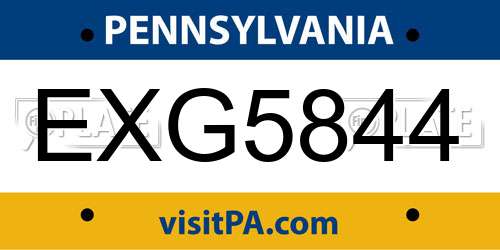 EXG5844 Pennsylvania License Plate