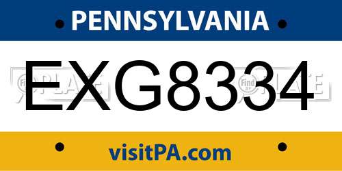 EXG8334 Pennsylvania License Plate