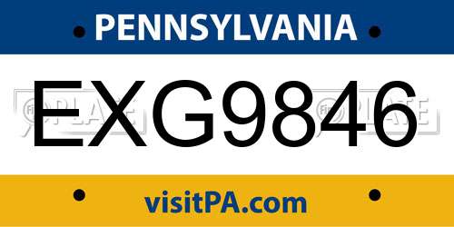 EXG9846 Pennsylvania License Plate