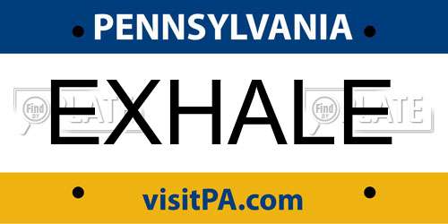 EXHALE Pennsylvania License Plate