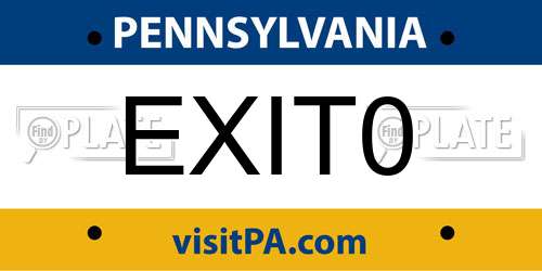 EXIT0 Pennsylvania License Plate