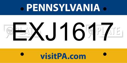 EXJ1617 Pennsylvania License Plate