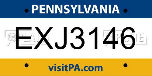 EXJ3146 Pennsylvania License Plate