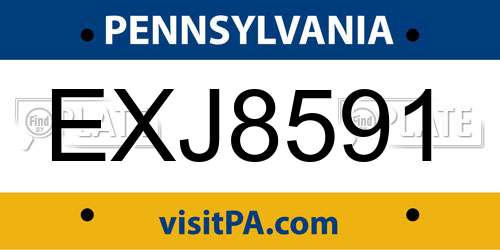 EXJ8591 Pennsylvania License Plate