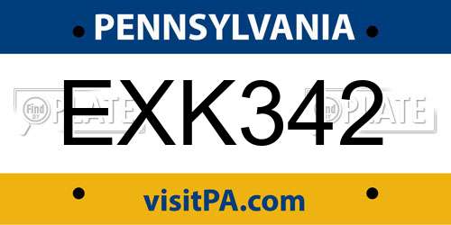 EXK342 Pennsylvania License Plate